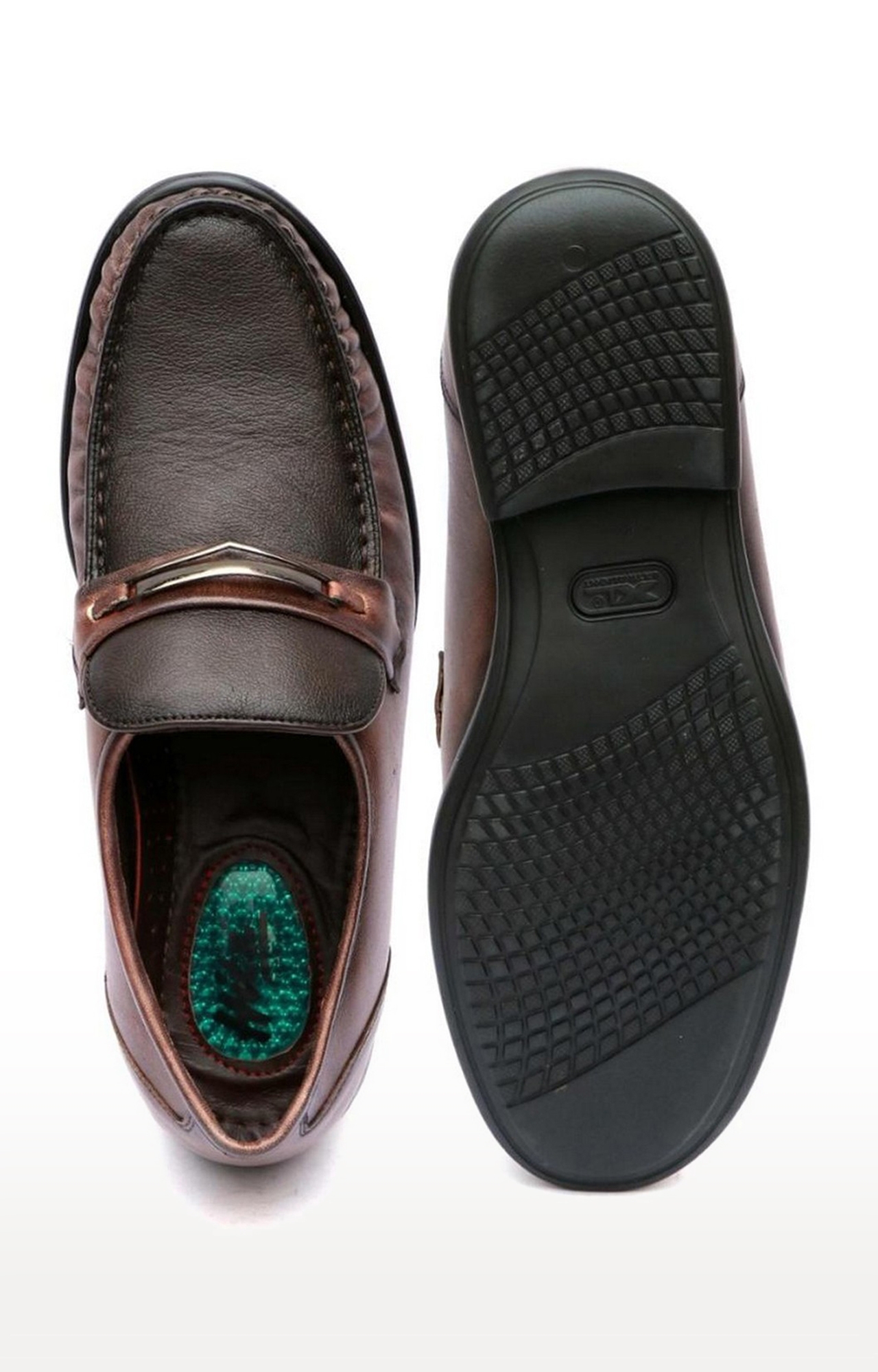 Hitz | Hitz Brown Leather Comfort Slip-On Shoes for Men  3