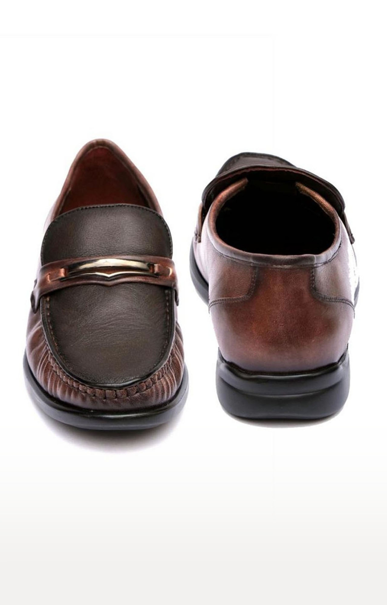 Hitz | Hitz Brown Leather Comfort Slip-On Shoes for Men  2