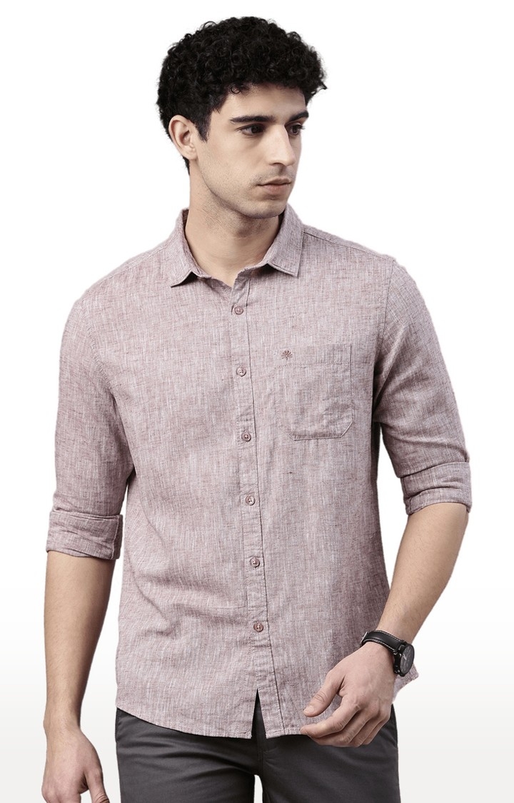 Chennis | Men's Brown Linen Solid Casual Shirt 0