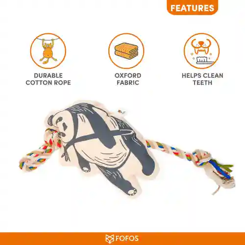 Barkbutler Fofos Flossy Rope Toy With Panda for Dogs