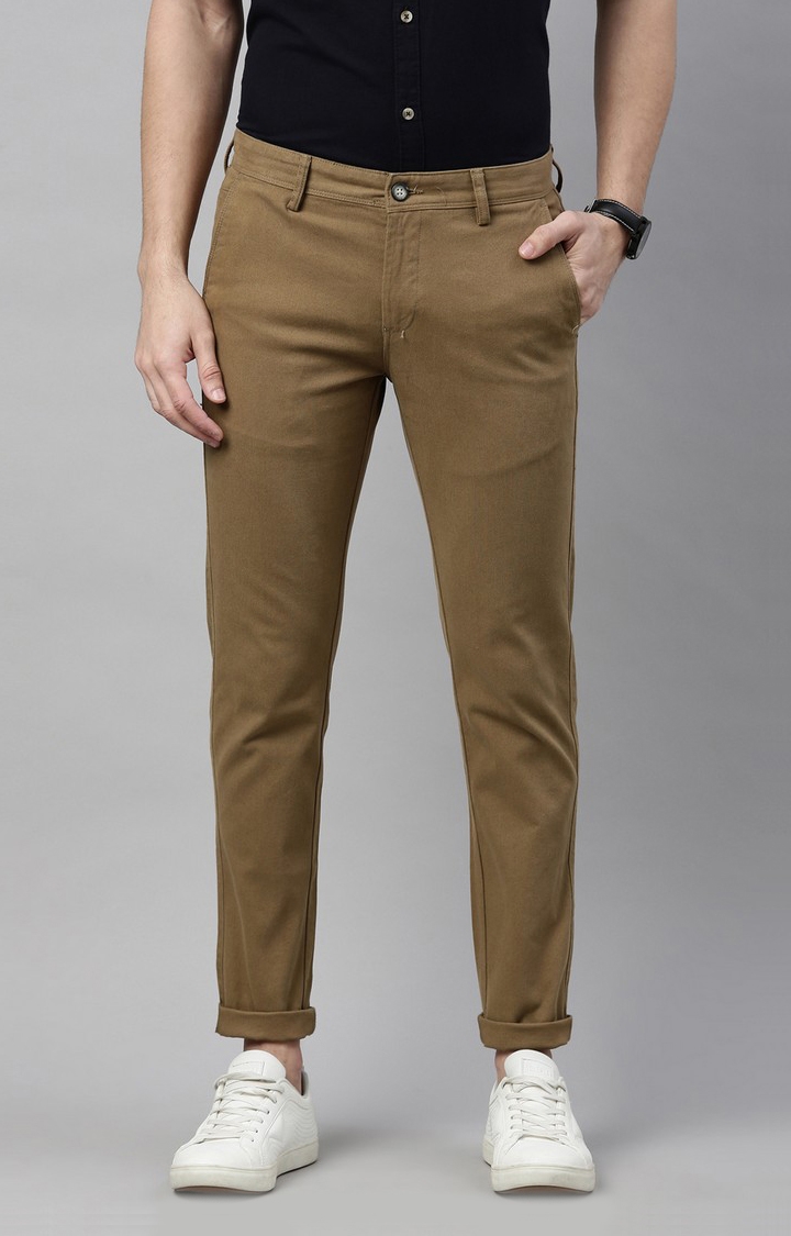 Coffee Brown Stretchable Mens Cotton Trousers FF80003  Uathayam
