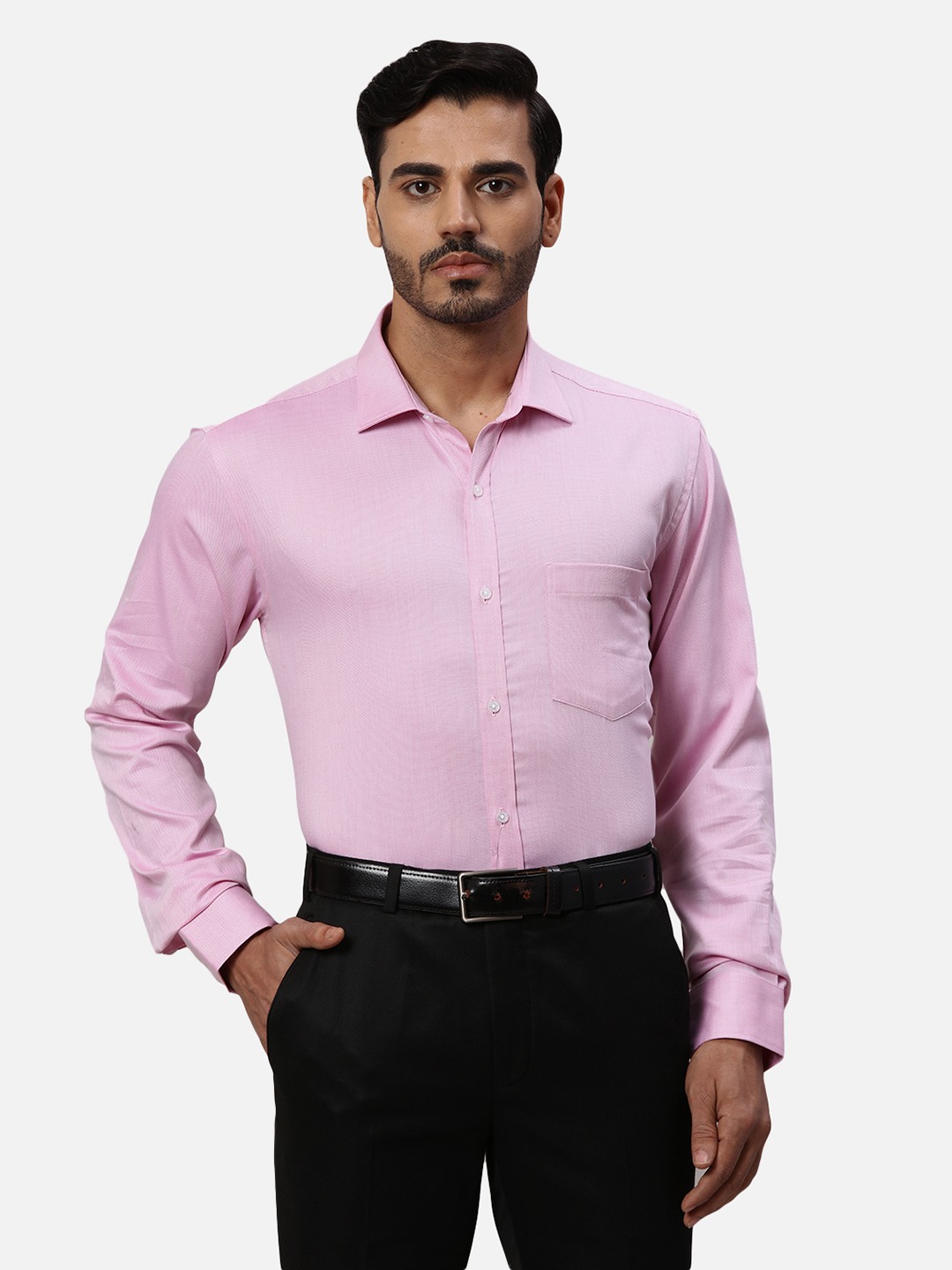 Men Slim Fit Woven Design Medium Red Shirt