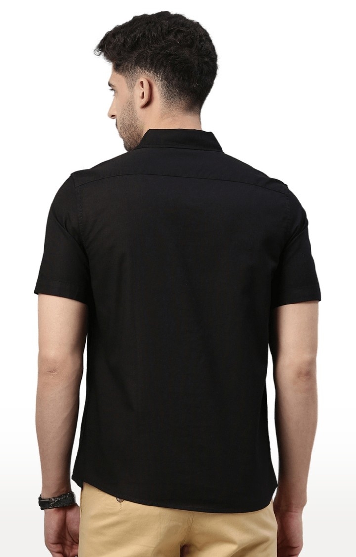 Chennis | Men's Black Cotton Solid Casual Shirt 3