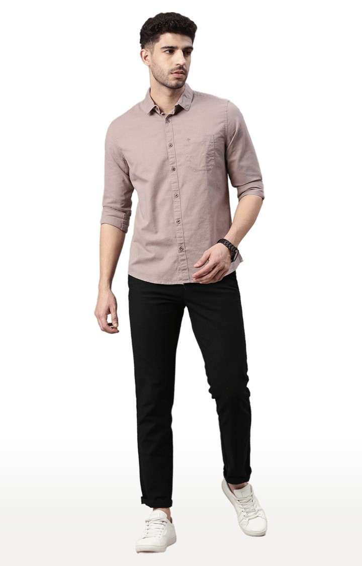 Men's Brown Cotton Solid Casual Shirt