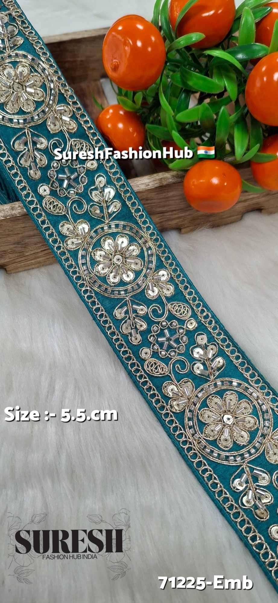 Rama Floral Cutdana Bead Embroidery Lace – Design No. 71225-Emb