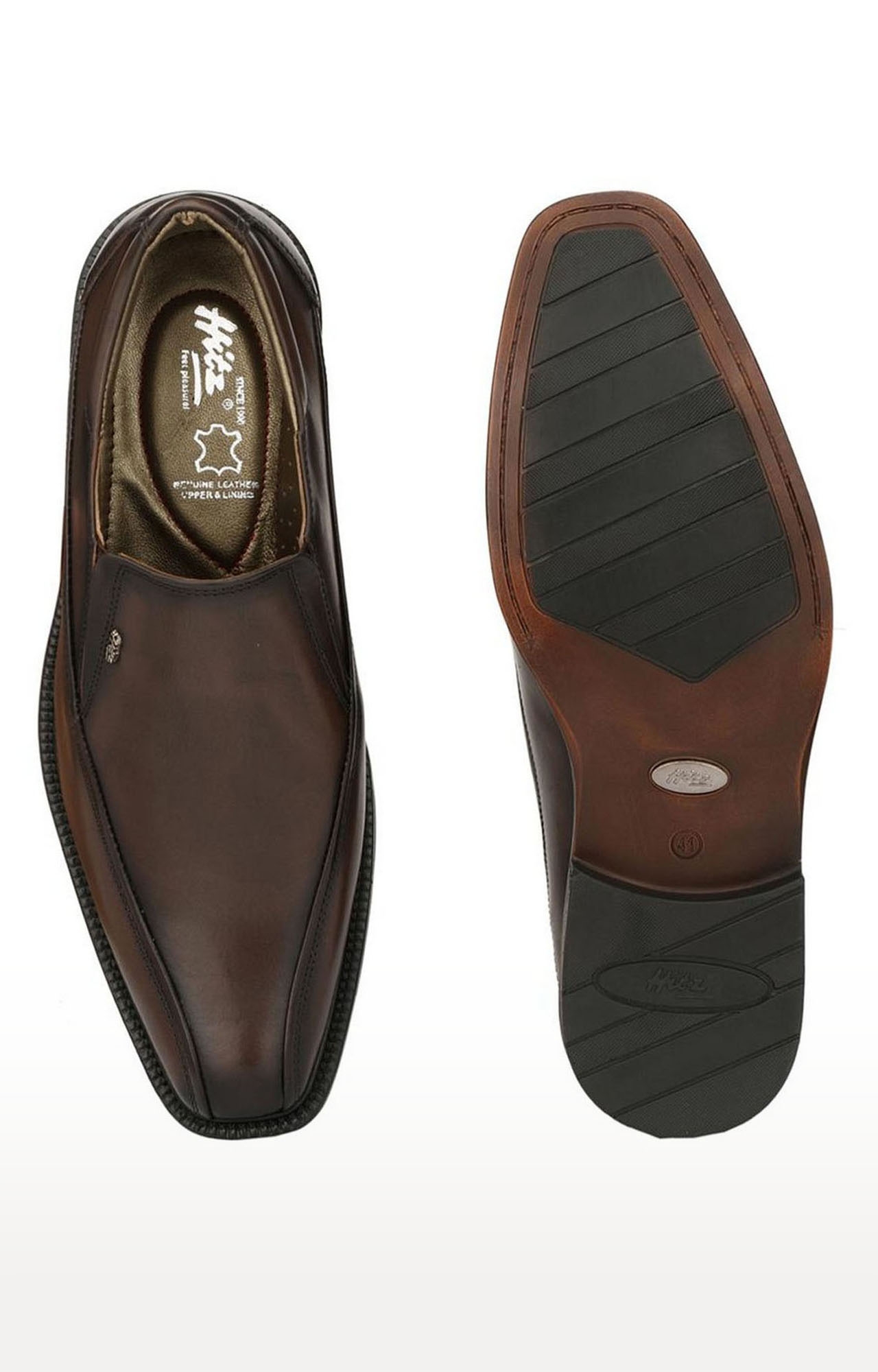 Hitz | Hitz Brown Leather Slip-On Formal Shoes for Men  3