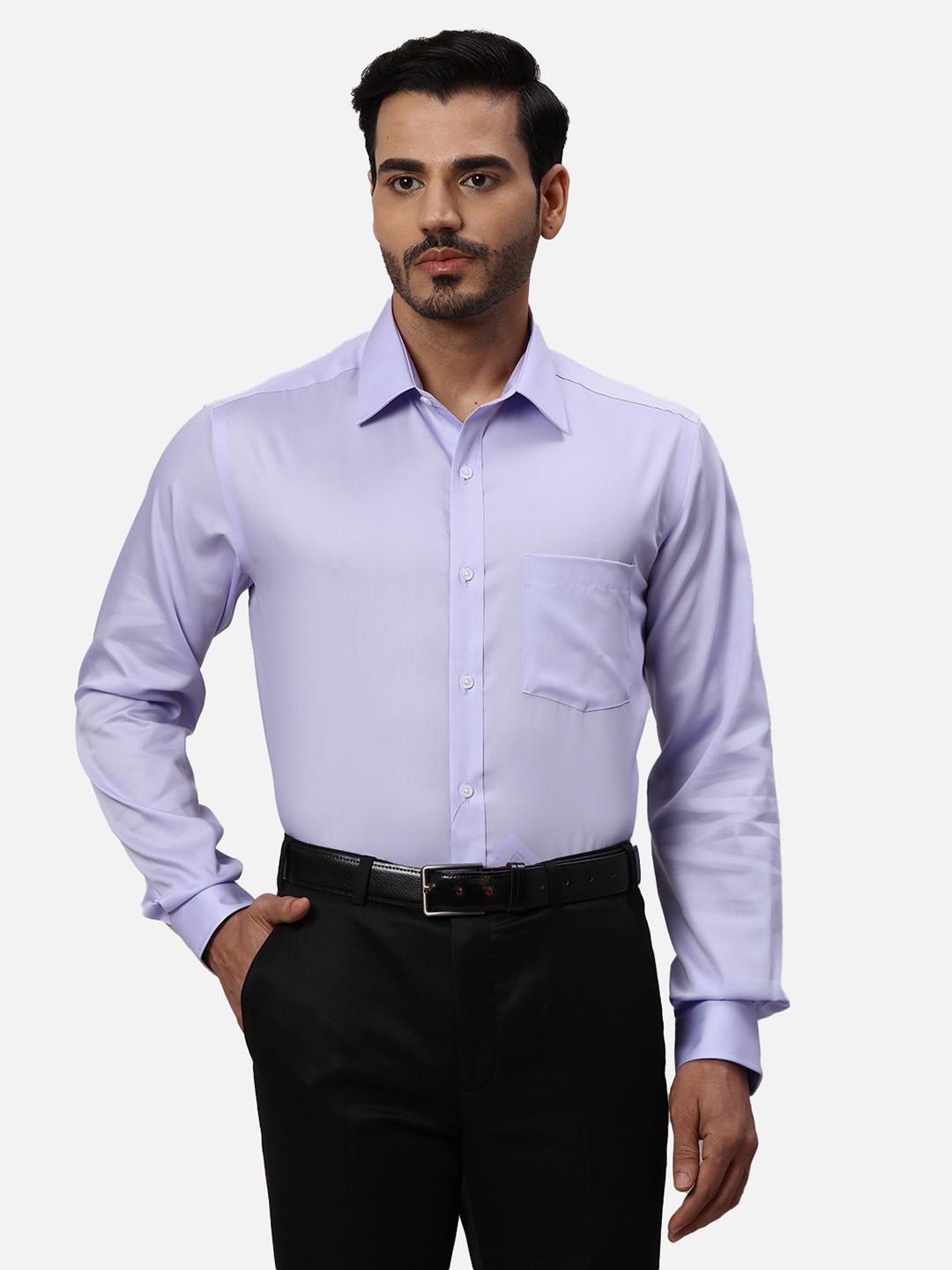 Men Regular Fit Solid Medium Violet Shirt