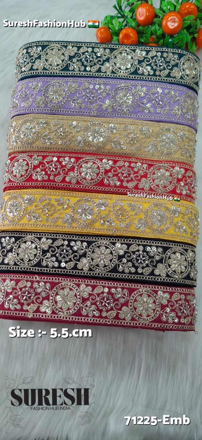 Offwhite Floral Cutdana Bead Embroidery Lace – Design No. 71225-Emb