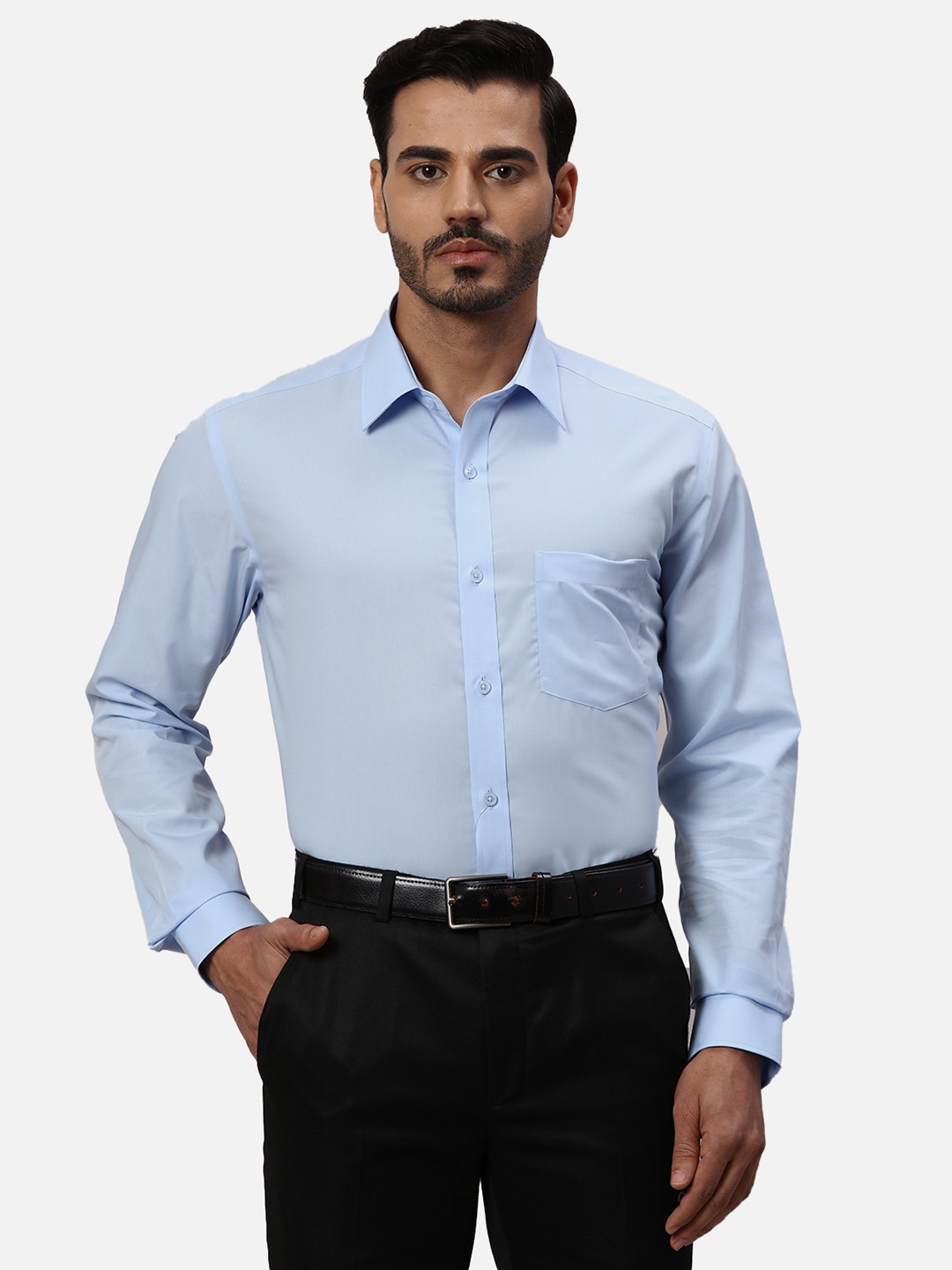 Park Avenue Light Blue Casual Shirts