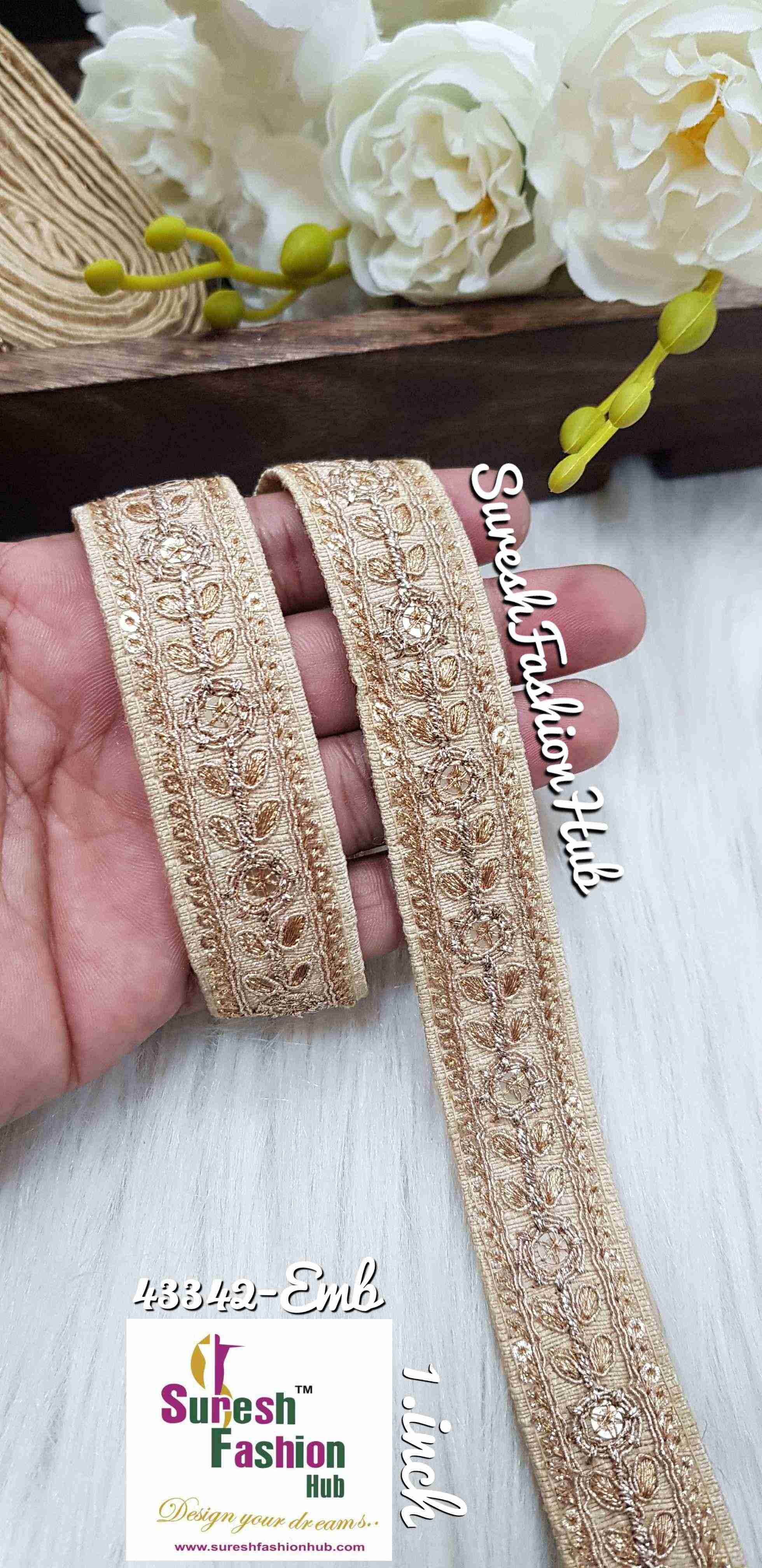 Midnight Beige Sparkle Fusion Lace - 1 Inch