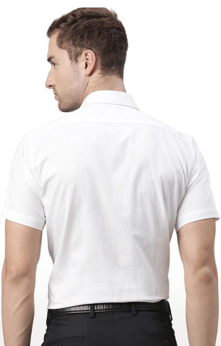 Chennis | Men's White Cotton Solid Formal Shirt 3