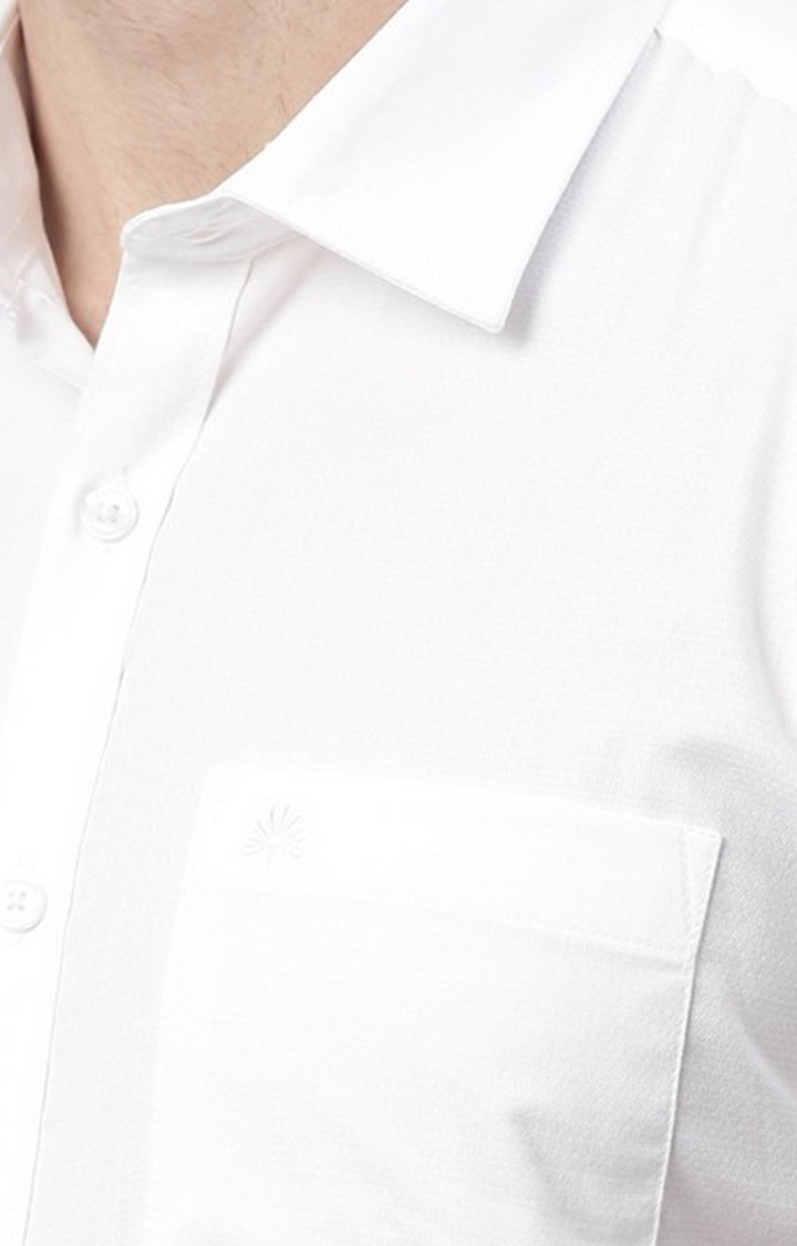 Chennis | Men's White Cotton Solid Formal Shirt 4