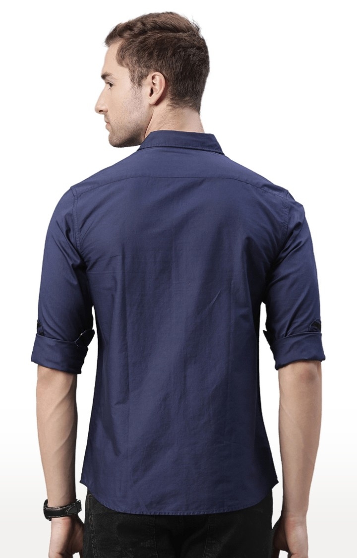 Chennis | Men's Blue Cotton Striped Casual Shirt 3