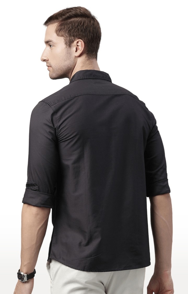 Chennis | Men's Grey Cotton Striped Casual Shirt 3