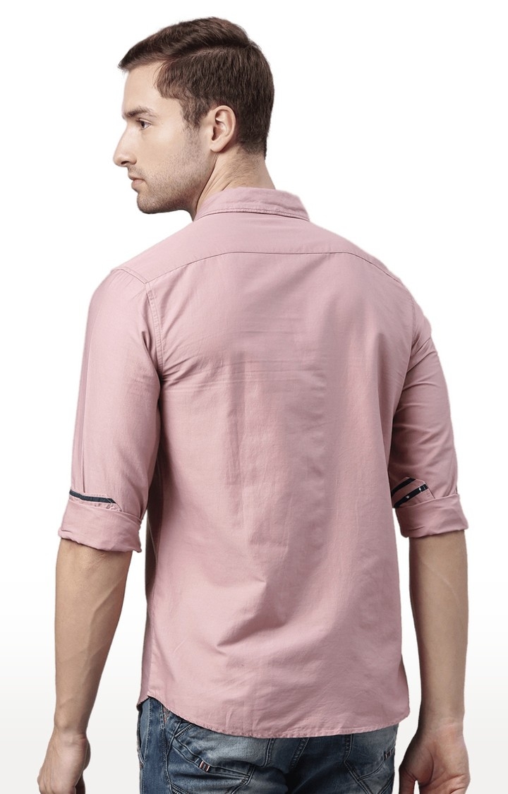 Chennis | Men's Pink Cotton Striped Casual Shirt 3