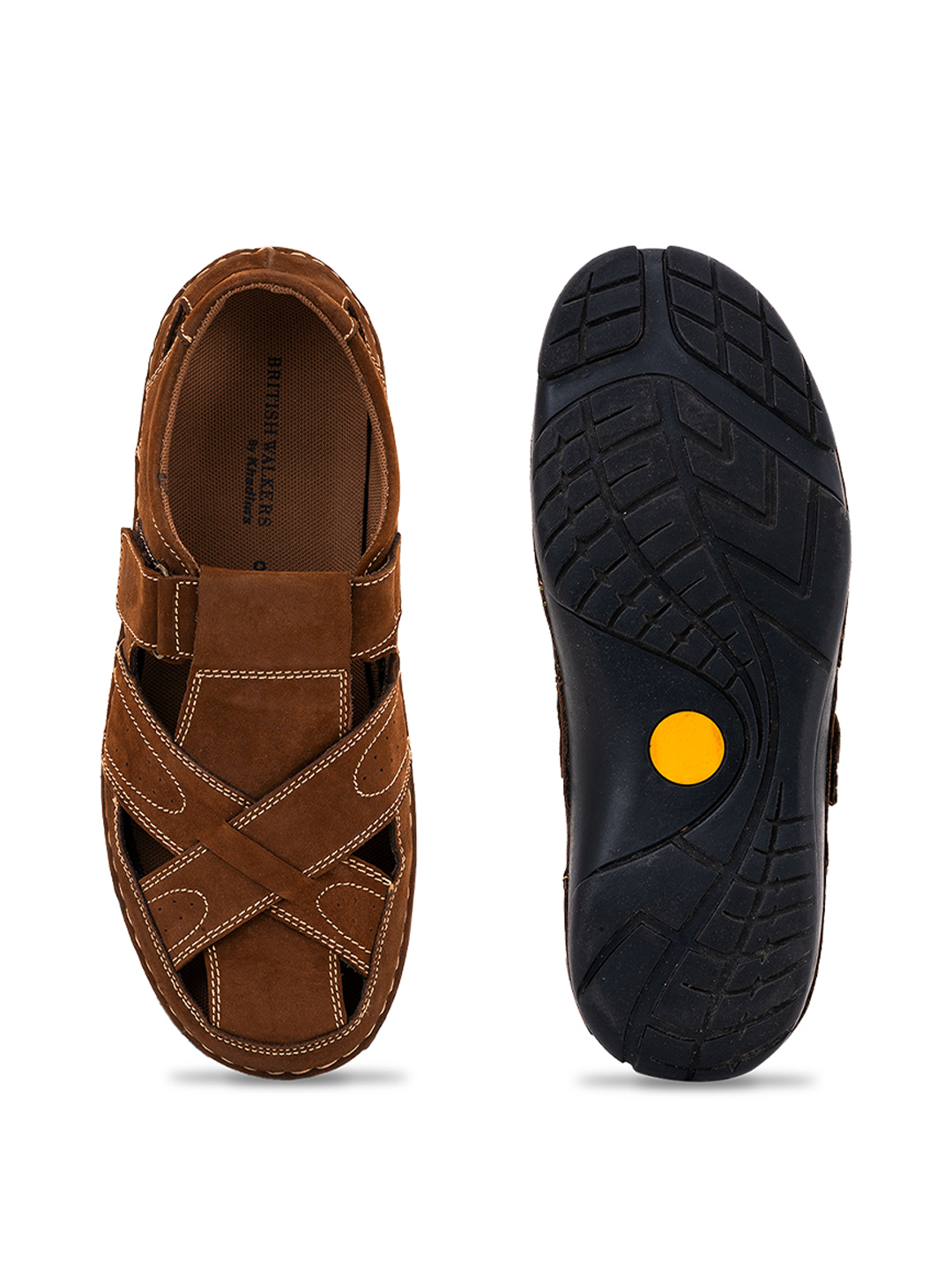 Buy British Walkers Brown Leather Sandal for Men Online at Khadims |  50531550541