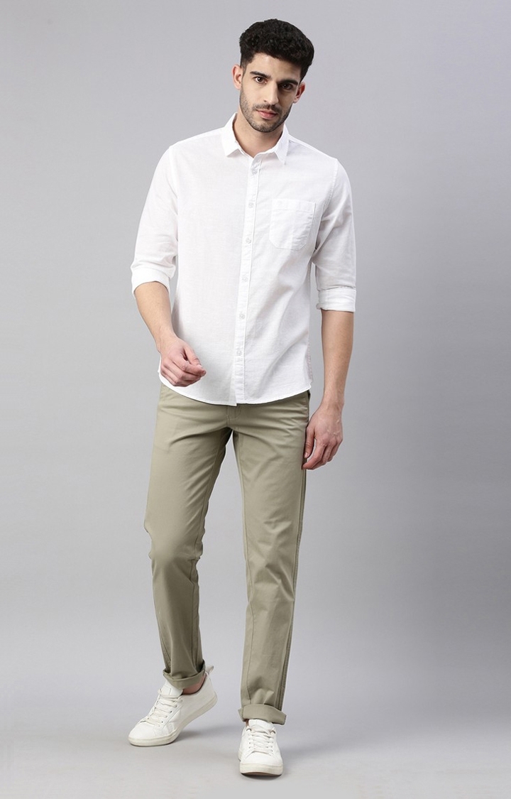 Buy RARE RABBIT White Solid Cotton Slim Fit Men's Casual Trousers |  Shoppers Stop