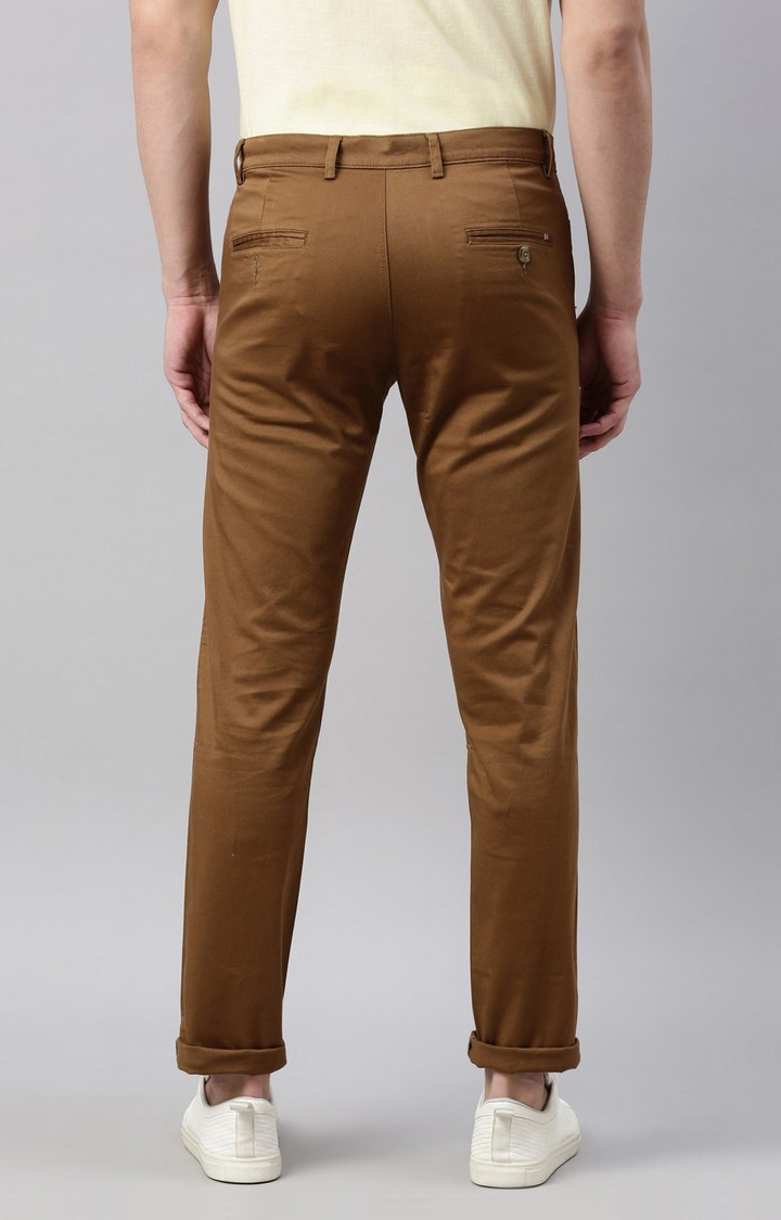Slim Fit Formal Wear Brown Cotton Trouser