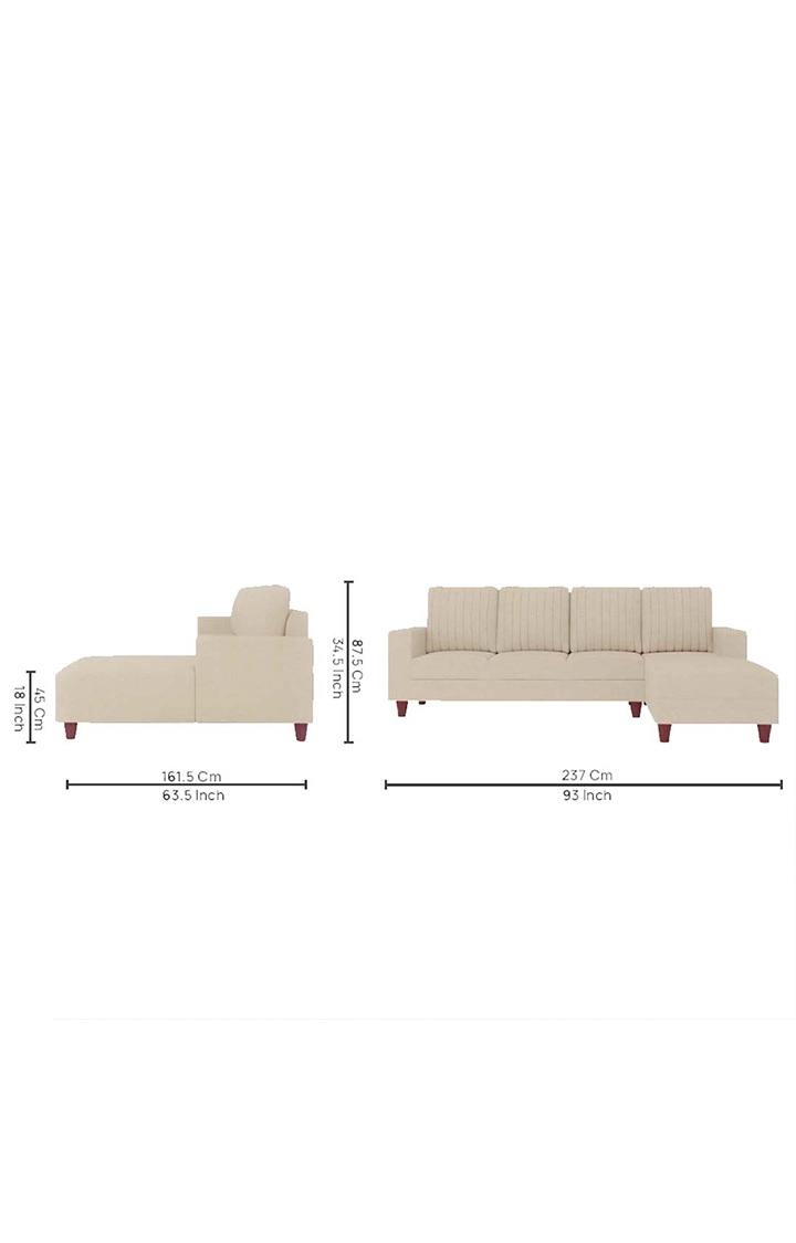 neudot Roman LHS Sectional Sofa for Living Room |6 Person Sofa|Premium Fabric with Cushioned Armrest | Solid Wood Frame|6 Seater in Neo Beige Color