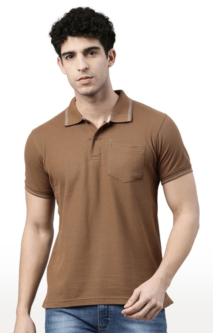 Chennis | Men's Brown Cotton Solid Regular T-Shirt 0