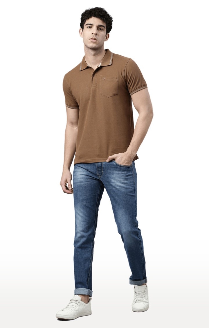 Chennis | Men's Brown Cotton Solid Regular T-Shirt 1
