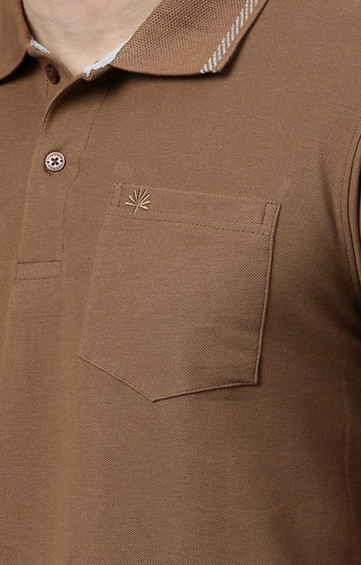 Chennis | Men's Brown Cotton Solid Regular T-Shirt 4