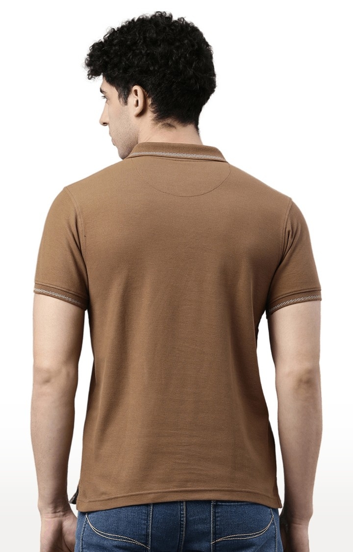 Chennis | Men's Brown Cotton Solid Regular T-Shirt 3