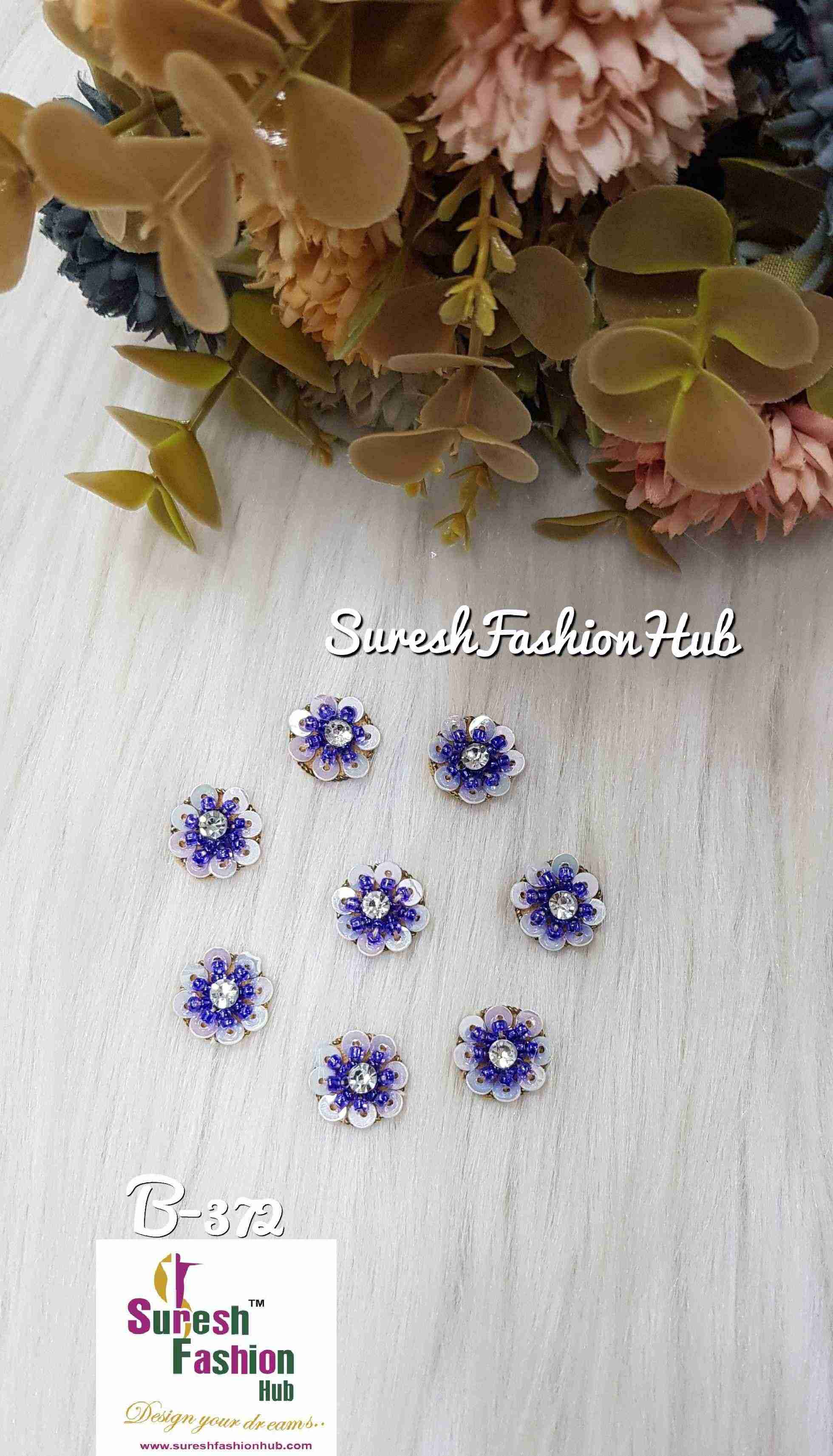 Blue Glam Bead Sequin Buttons