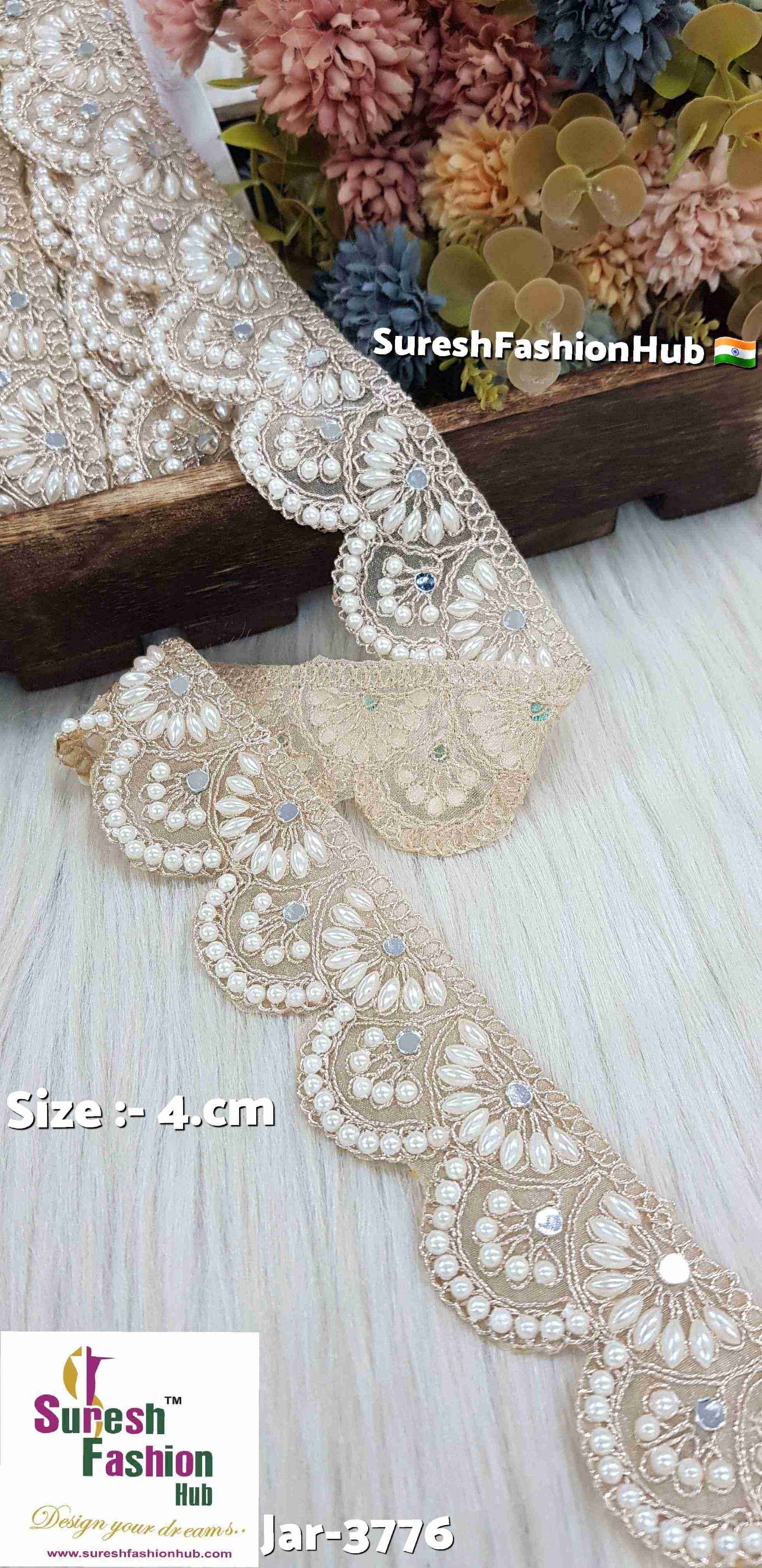 Organza Floral Embroidery Scallop Mirror Lace