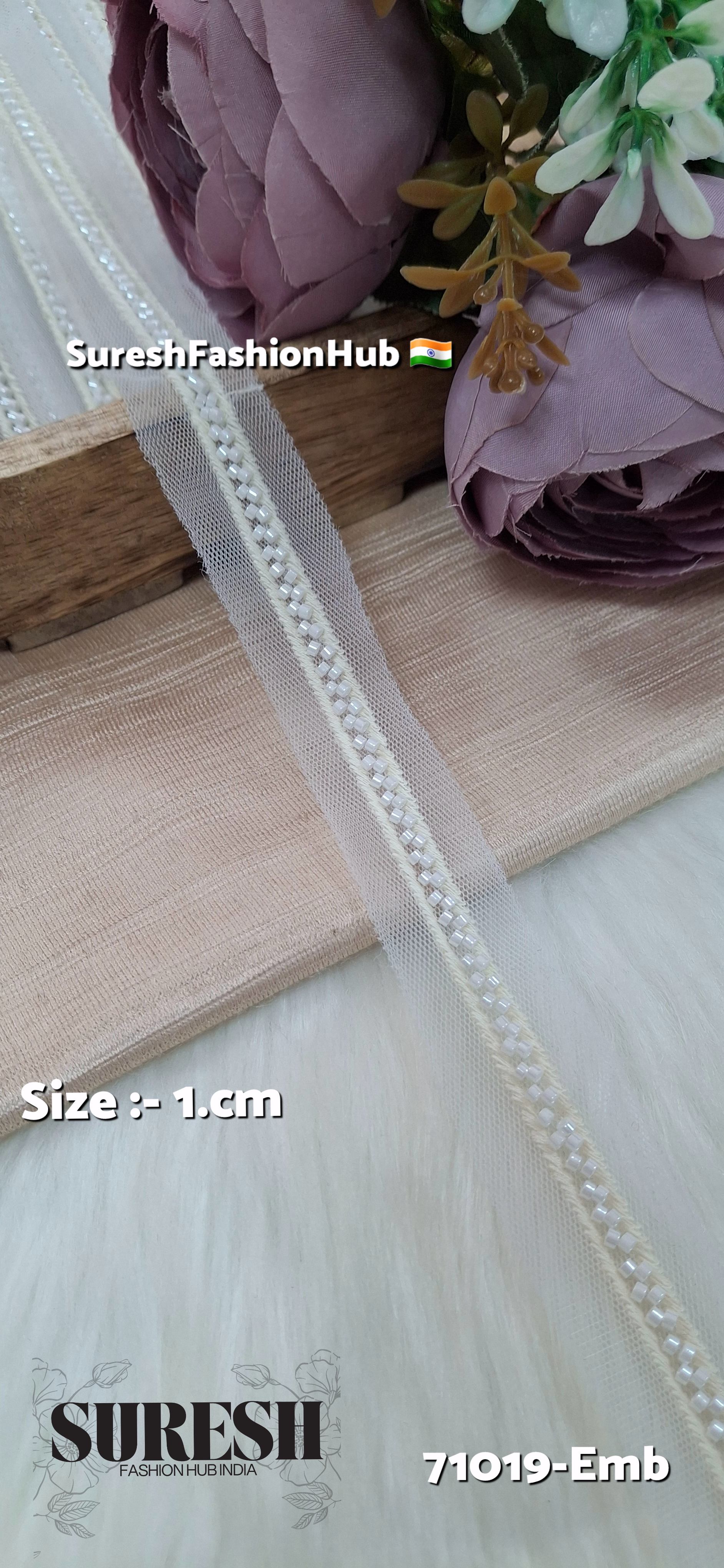 Graceful Net Embroidered Border White