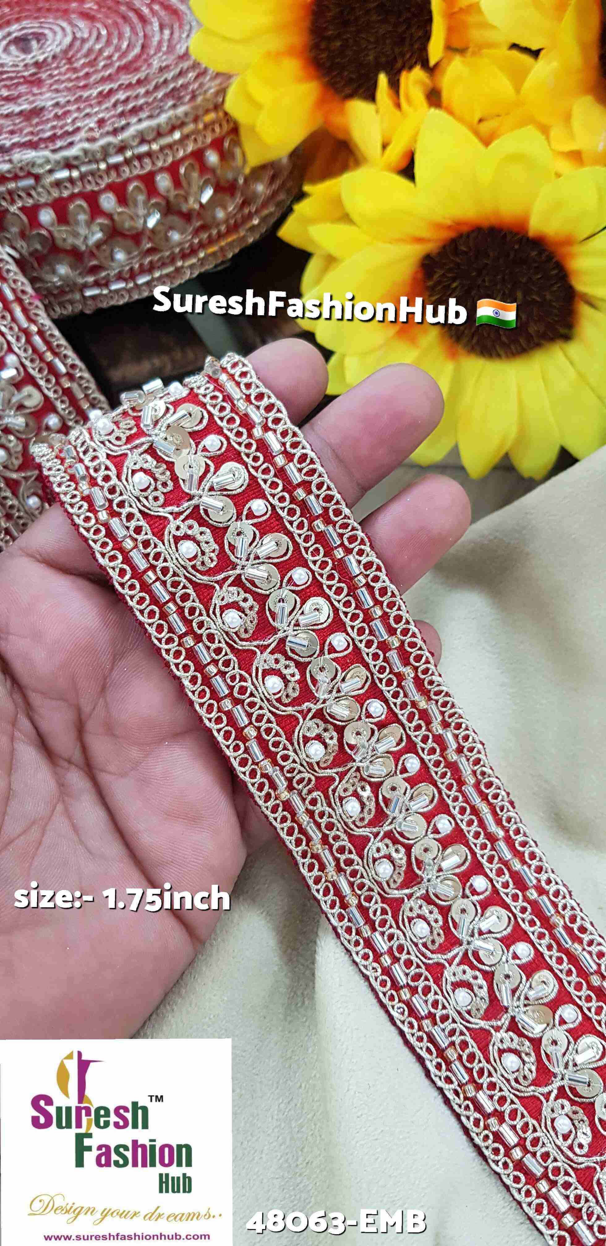 Red Floral Fabric Lace