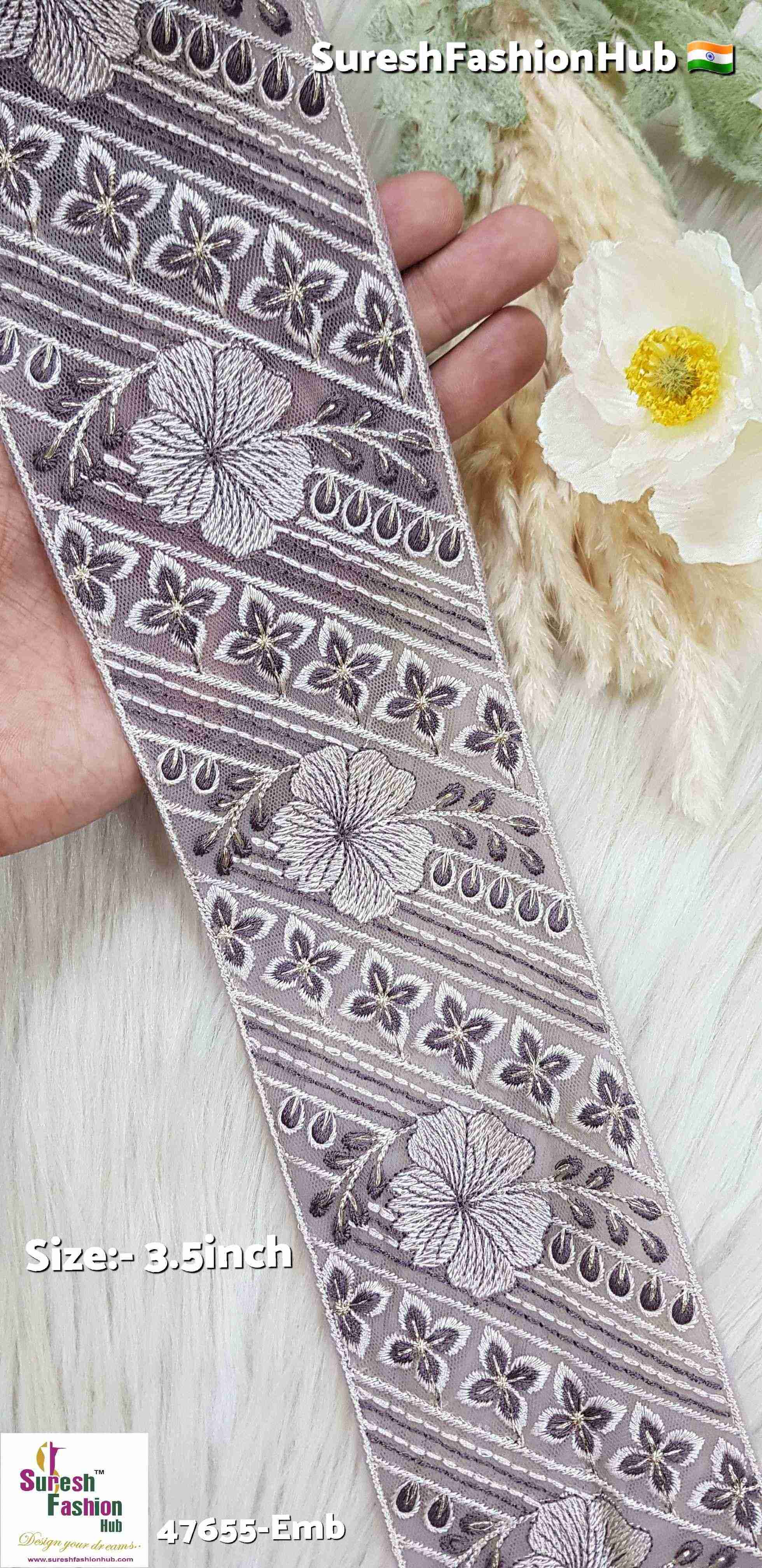 Cyber Grape Golden Bloom Geometric Embroidery Lace
