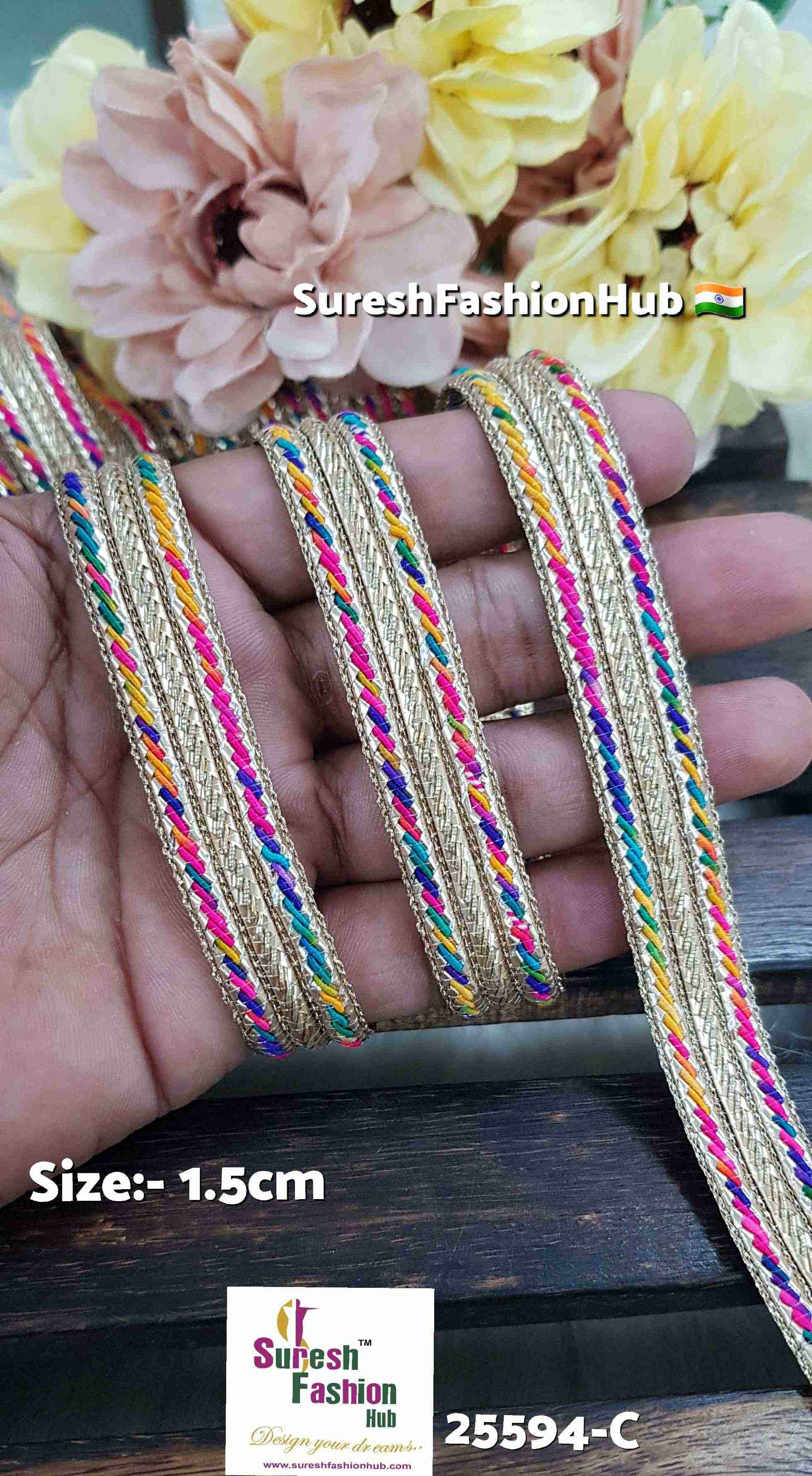 Dark Multy Pearl Jhalar Lace