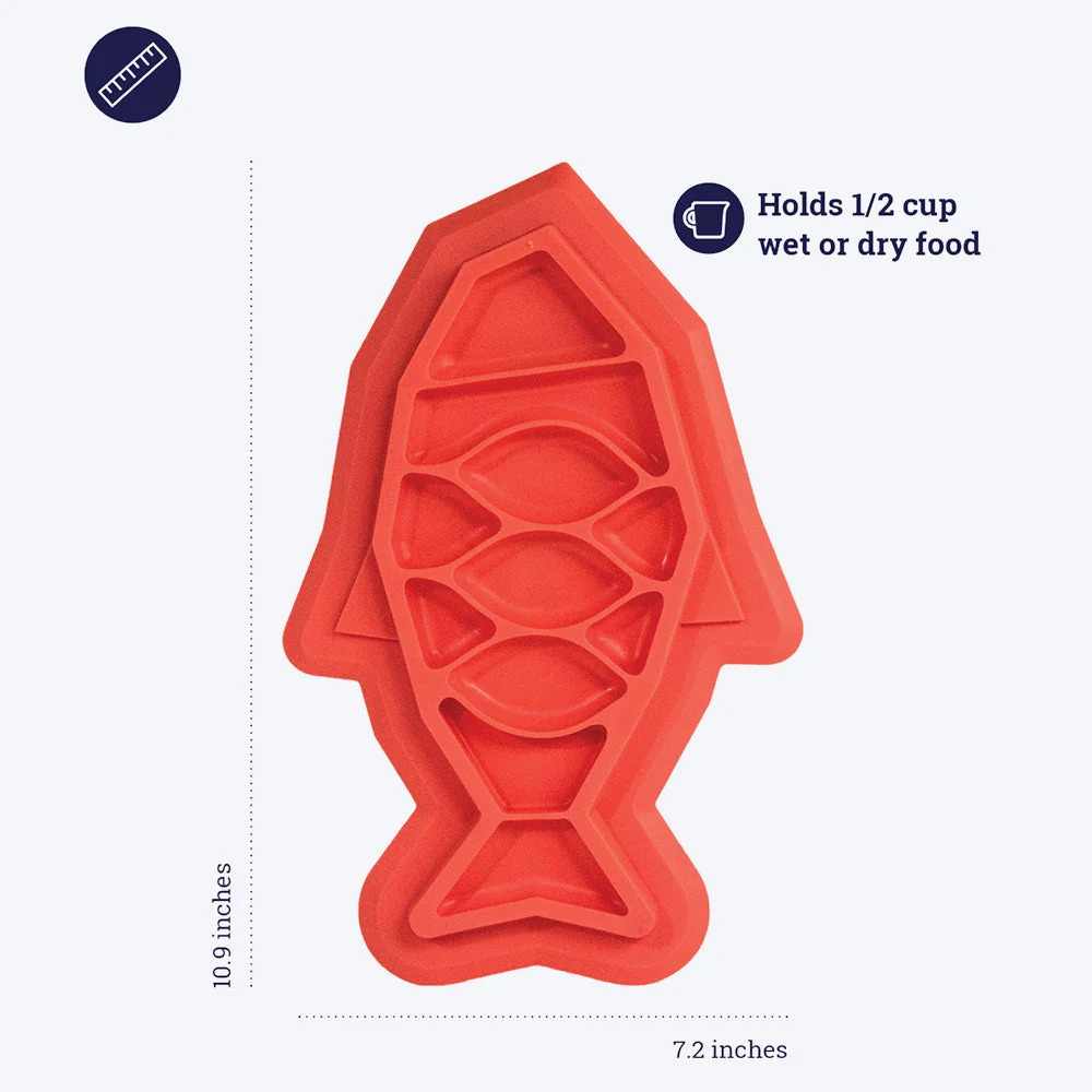 Petstages Fishie Fun Feed Mat Cat Slow Feeder, 28 cm x 18 cm, Pink