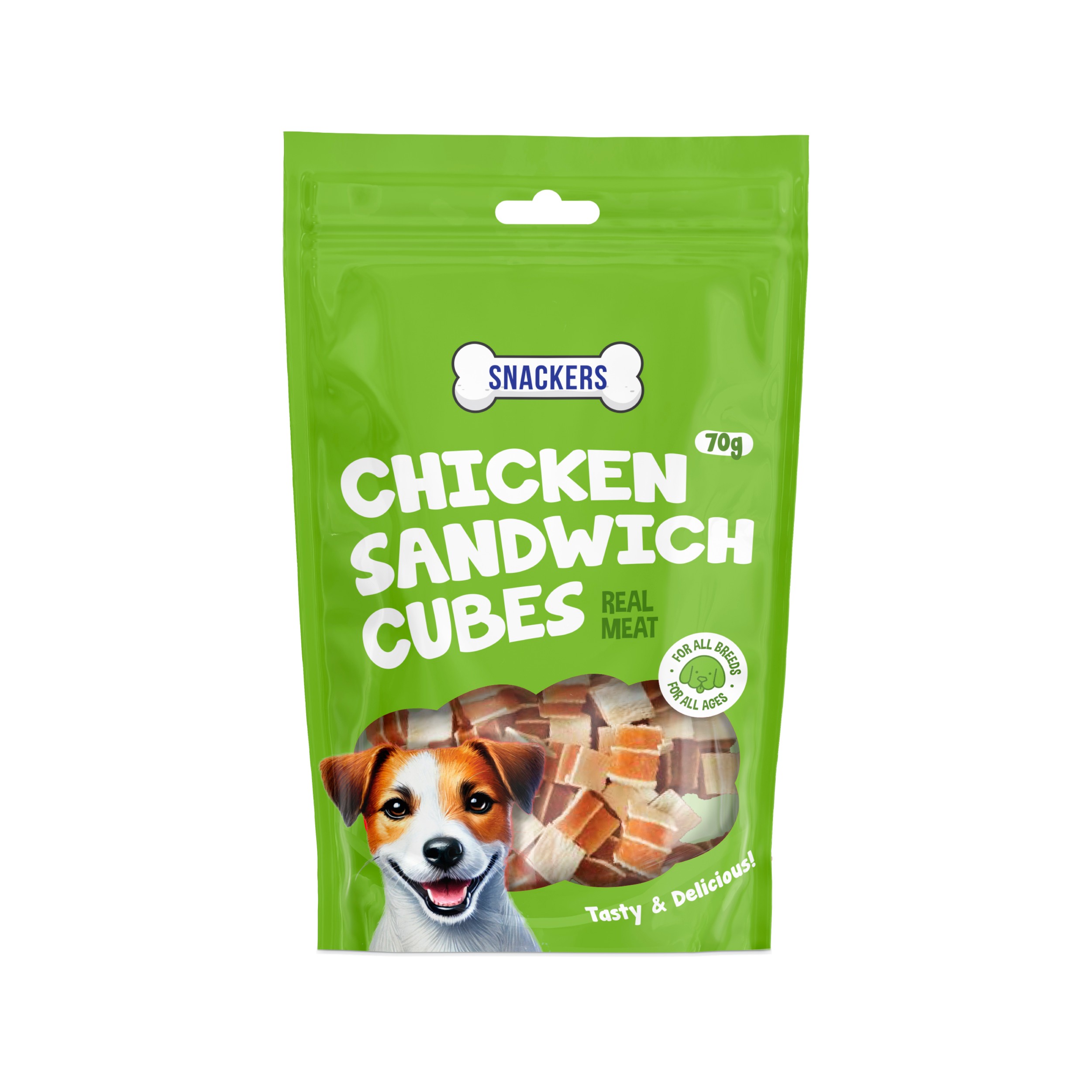 Snackers Chicken Sandwich Cubes Dog Treats 70g CL