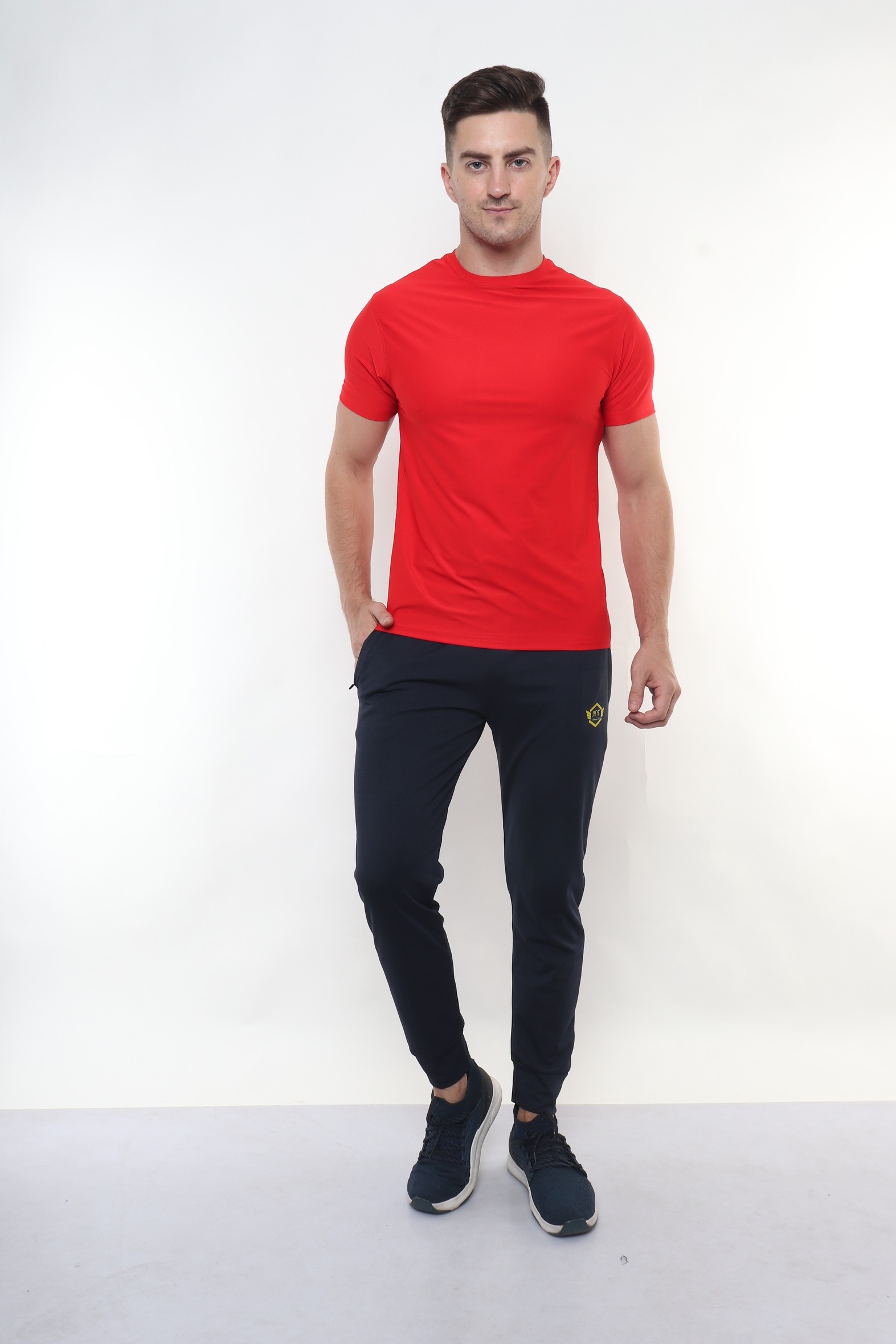 Red Solid Round Neck T Shirt