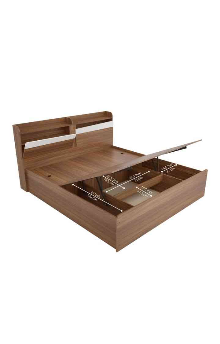 neudot Calton Queen Engineered Wood Hydraulic Bed - Teak