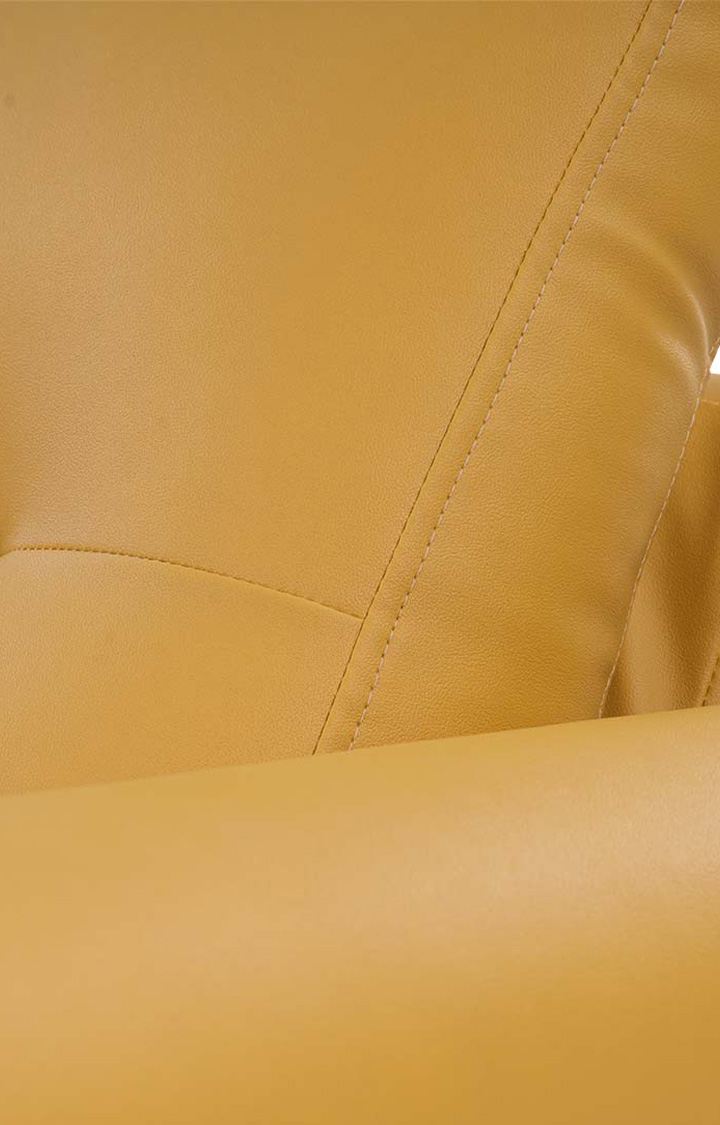neudot Scott Sofa for Living Room |3 Persons Sofa|Premium Leatherette with Cushioned Armrest | Solid Wood Frame|3 Seater in Husky Yellow Color