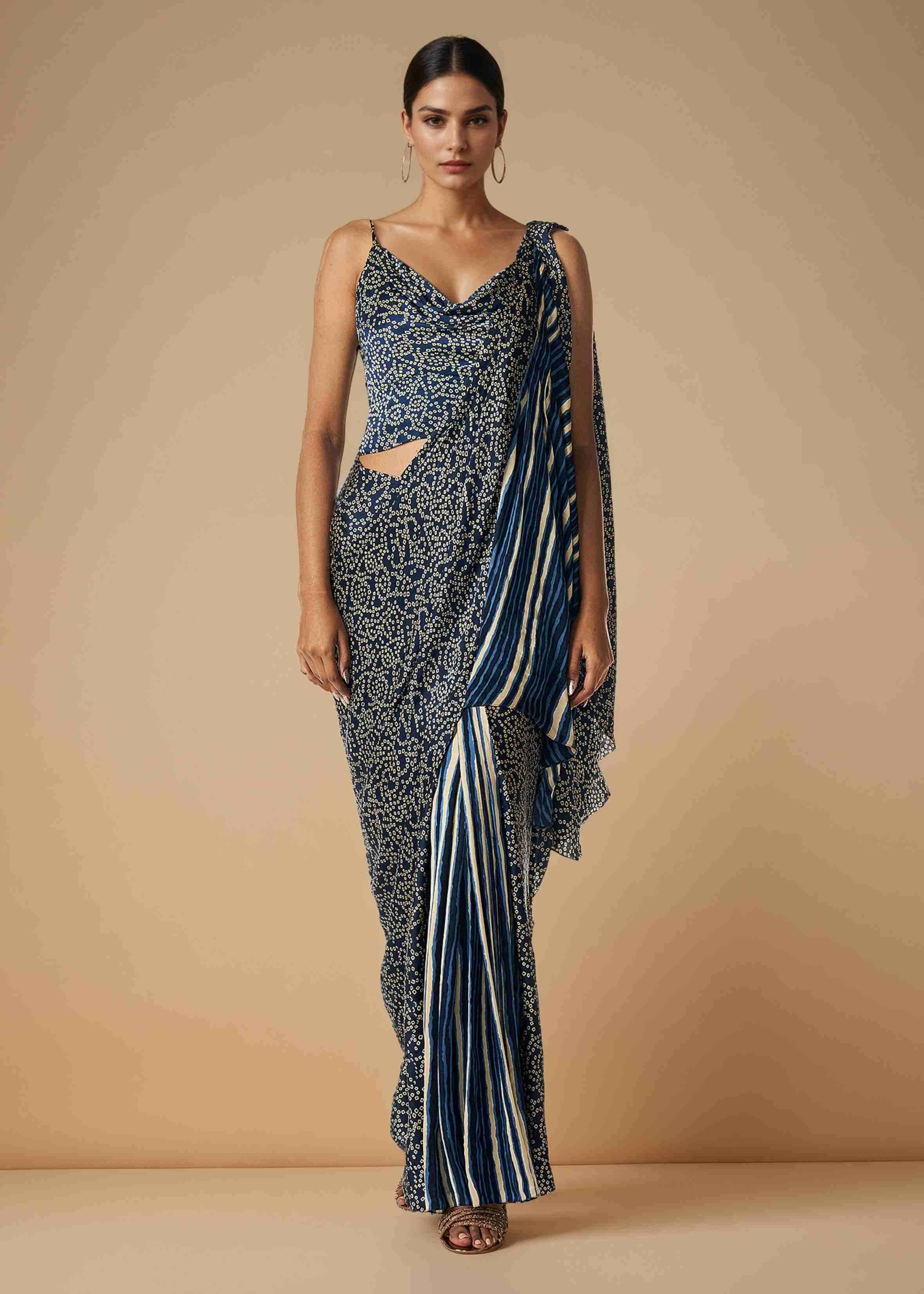 Blue Draped Saree