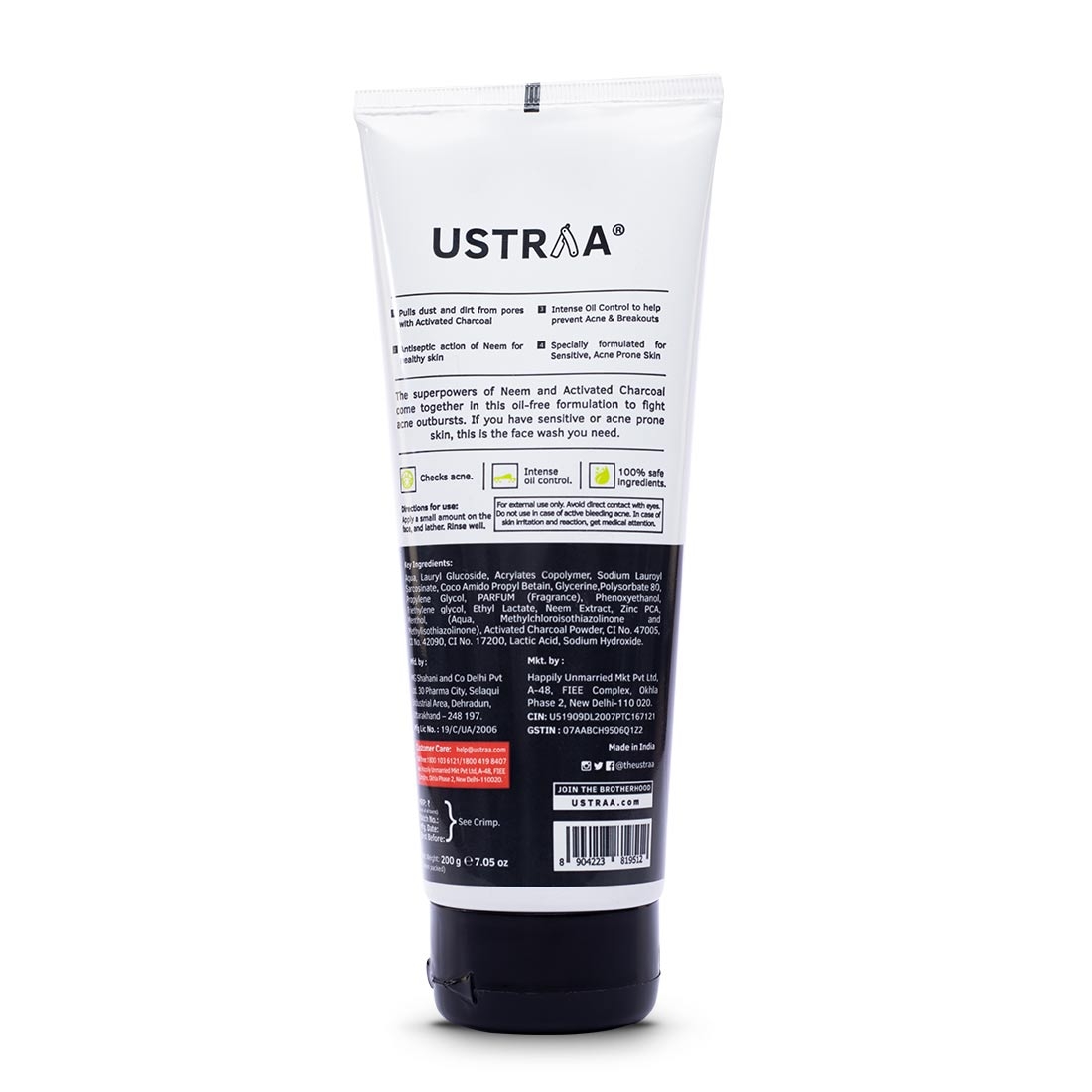Ustraa | Ustraa Face Wash-Neem & Charcoal-200g 6