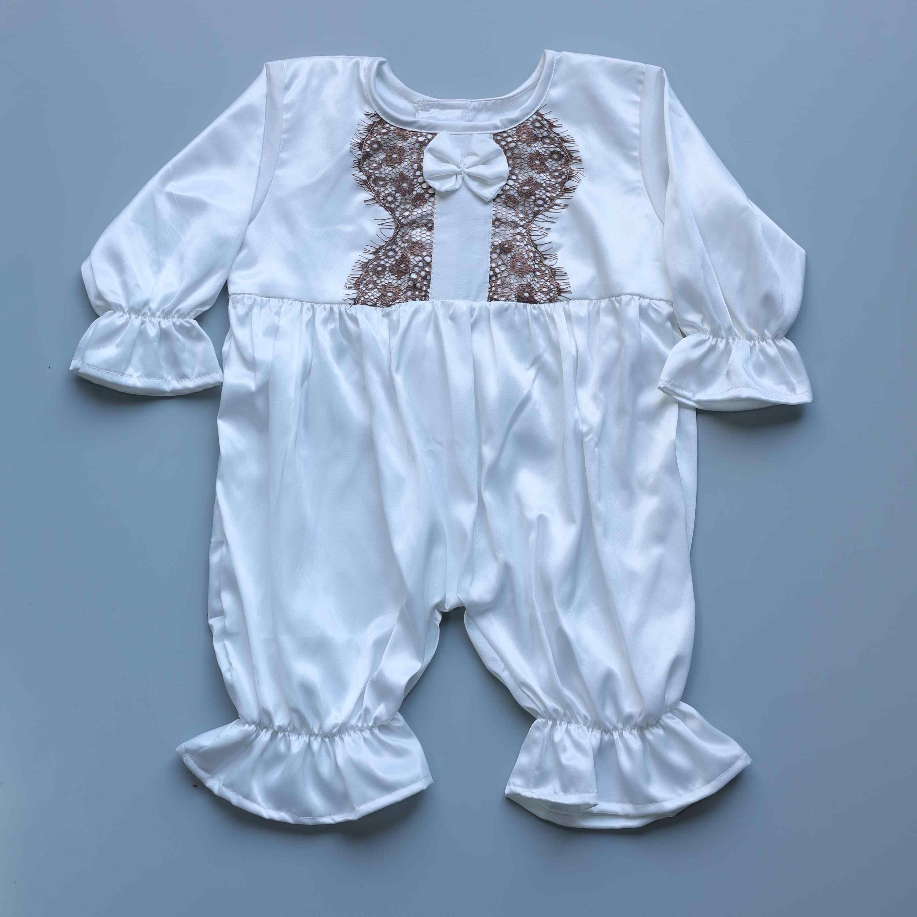 White Dove Satin Romper and Turban Set