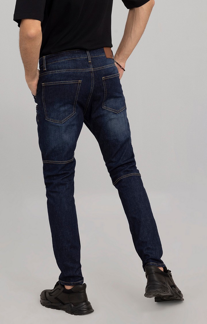 SNITCH | Men's Blue Cotton Solid Regular Jeans 4