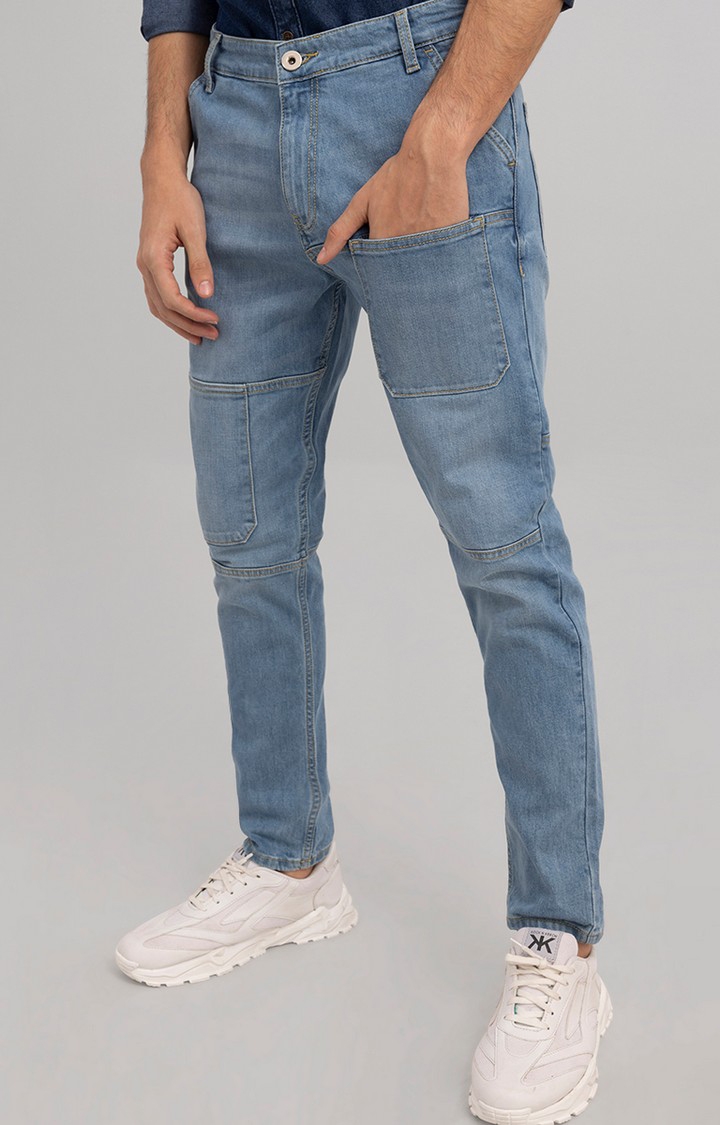 SNITCH | Men's Blue Cotton Solid Regular Jeans 2