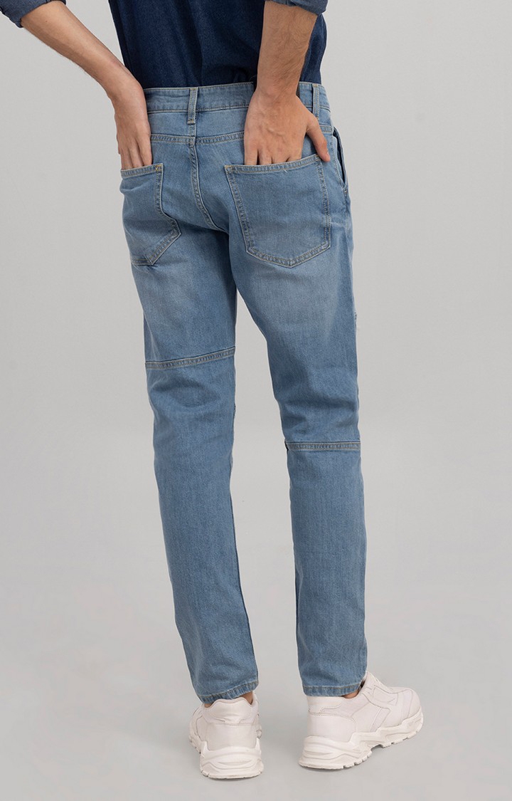 SNITCH | Men's Blue Cotton Solid Regular Jeans 3