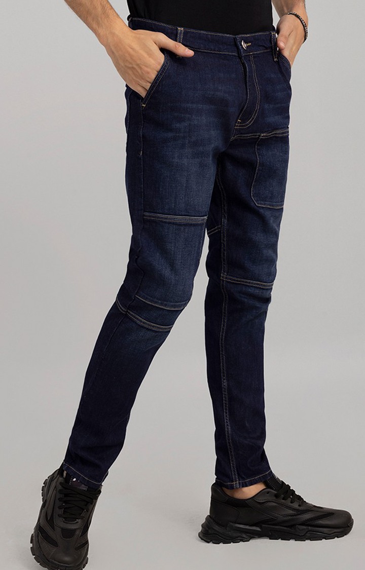 Men's Blue Cotton Solid Regular Jeans