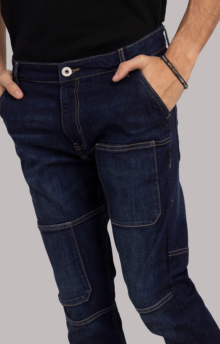 Men's Blue Cotton Solid Regular Jeans