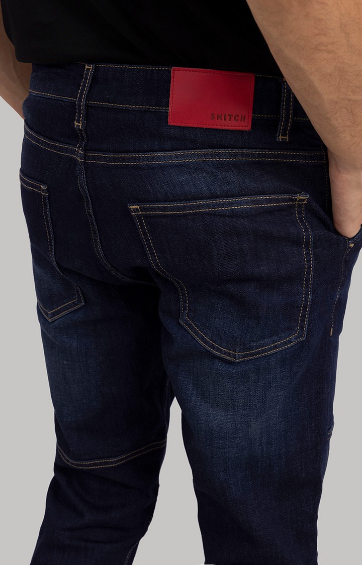 Men's Blue Cotton Solid Regular Jeans
