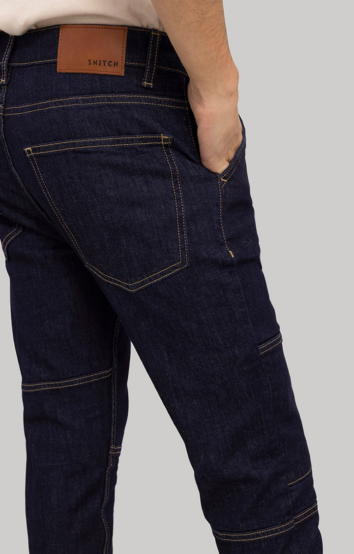 Men's Blue Cotton Solid Regular Jeans