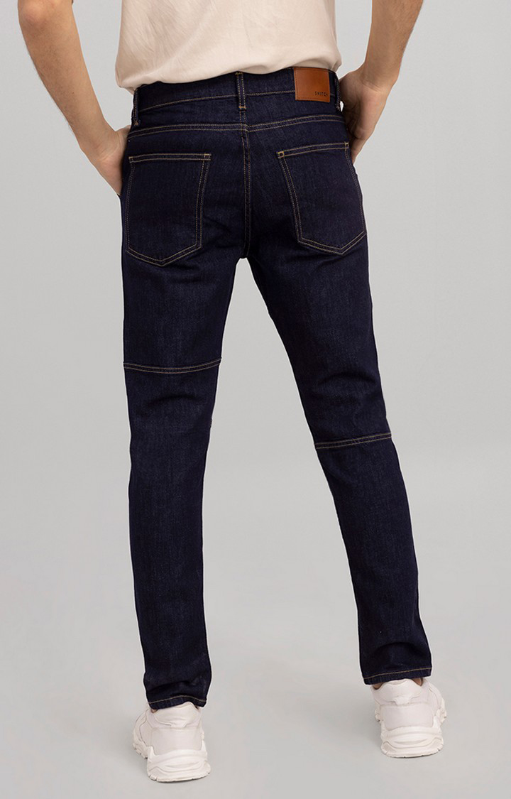 Men's Blue Cotton Solid Regular Jeans