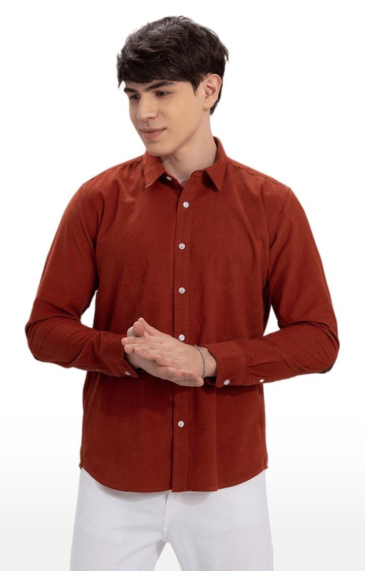 SNITCH | Men's Red Cotton Solid Casual Shirt